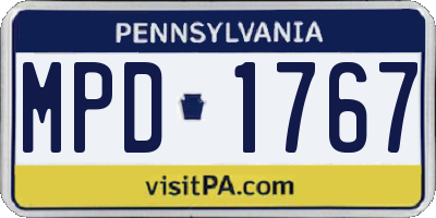 PA license plate MPD1767