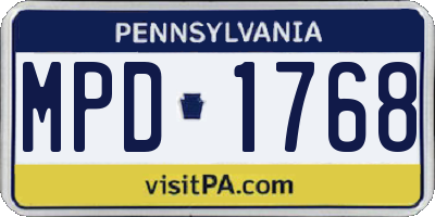 PA license plate MPD1768