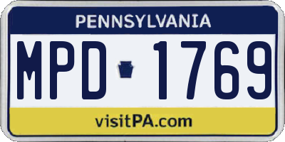 PA license plate MPD1769