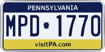 PA license plate MPD1770