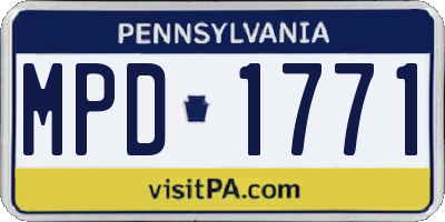 PA license plate MPD1771