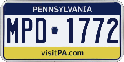 PA license plate MPD1772
