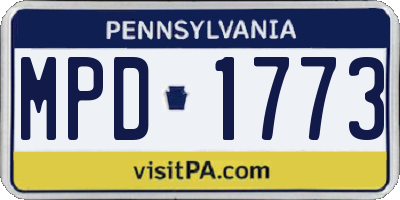 PA license plate MPD1773