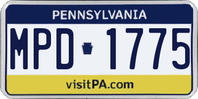 PA license plate MPD1775