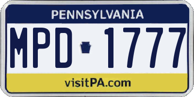 PA license plate MPD1777
