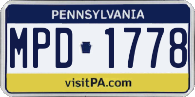 PA license plate MPD1778