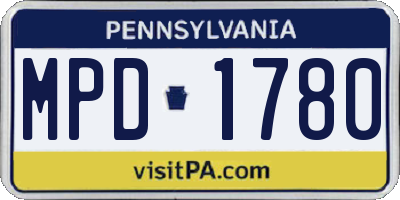 PA license plate MPD1780