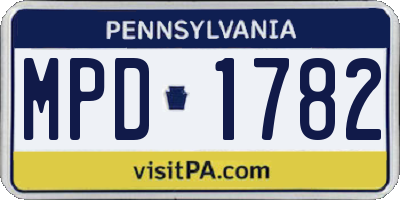 PA license plate MPD1782