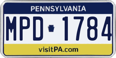 PA license plate MPD1784