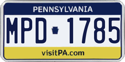 PA license plate MPD1785