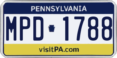 PA license plate MPD1788