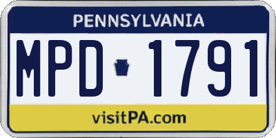 PA license plate MPD1791