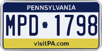 PA license plate MPD1798