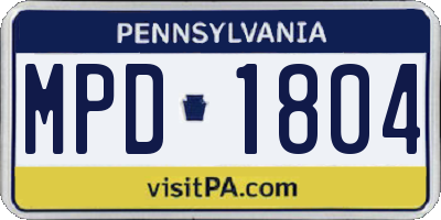 PA license plate MPD1804