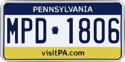 PA license plate MPD1806