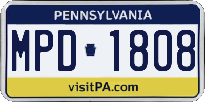PA license plate MPD1808