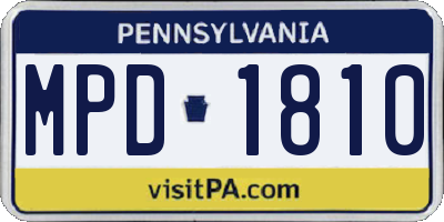 PA license plate MPD1810