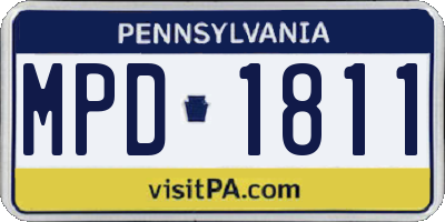 PA license plate MPD1811