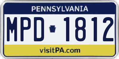 PA license plate MPD1812