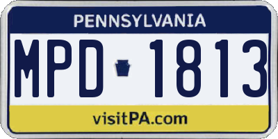 PA license plate MPD1813