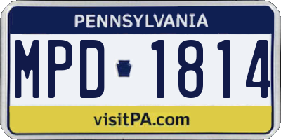 PA license plate MPD1814