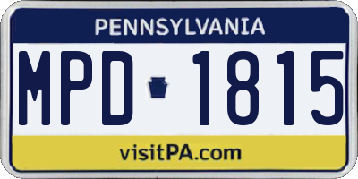 PA license plate MPD1815
