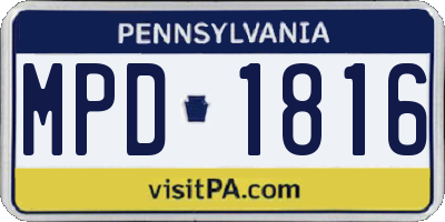 PA license plate MPD1816