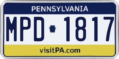 PA license plate MPD1817