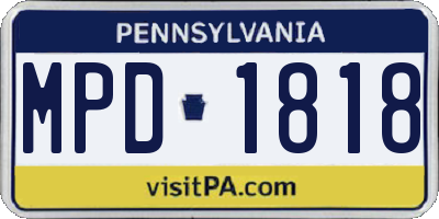 PA license plate MPD1818
