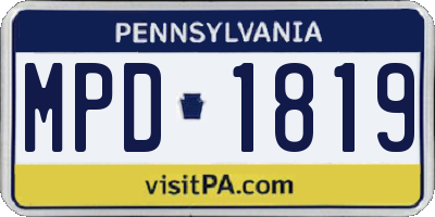 PA license plate MPD1819