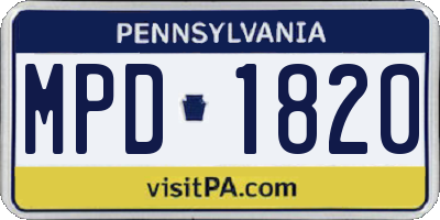 PA license plate MPD1820