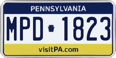 PA license plate MPD1823