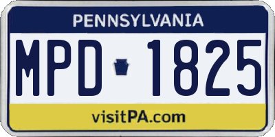 PA license plate MPD1825