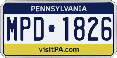 PA license plate MPD1826
