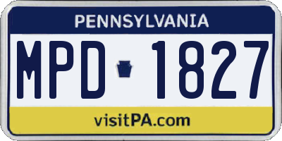 PA license plate MPD1827