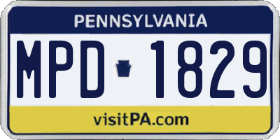 PA license plate MPD1829