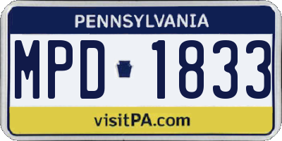 PA license plate MPD1833