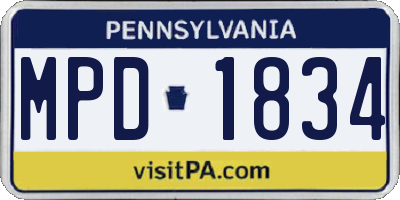 PA license plate MPD1834