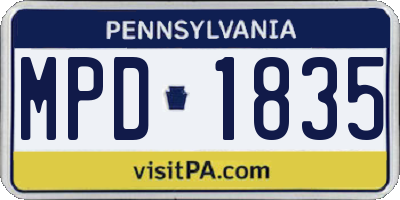 PA license plate MPD1835
