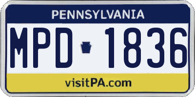 PA license plate MPD1836