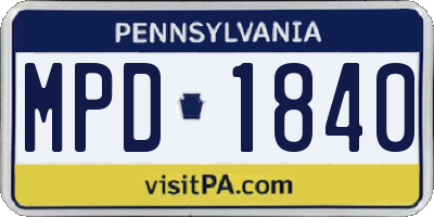 PA license plate MPD1840