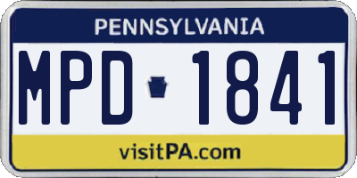 PA license plate MPD1841