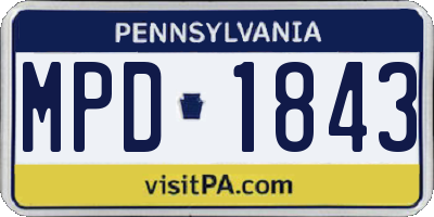 PA license plate MPD1843