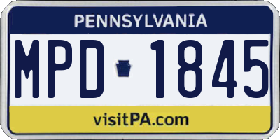 PA license plate MPD1845