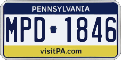 PA license plate MPD1846