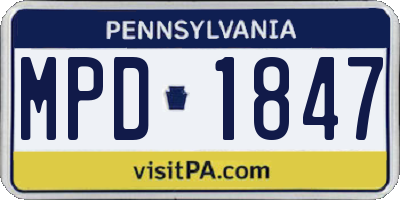 PA license plate MPD1847