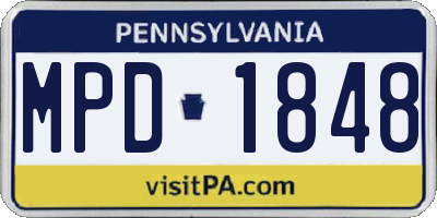 PA license plate MPD1848
