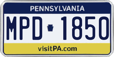 PA license plate MPD1850