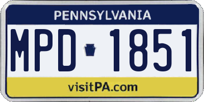 PA license plate MPD1851