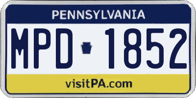 PA license plate MPD1852
